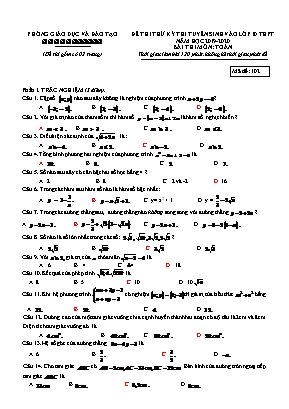 Đề thi thử kì thi tuyển sinh vào Lớp 10 THPT môn Toán - Mã đề 102 - Năm học 2019-2020 (Có đáp án)